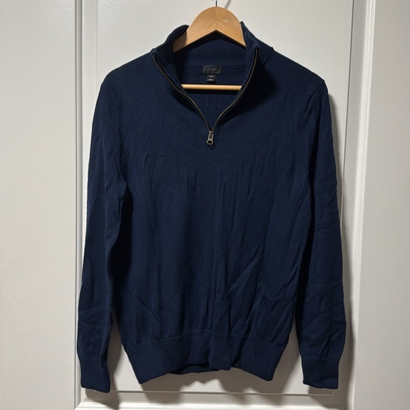 J. Crew Merino Wool quarter zip in navy size small - Picture 2 of 3